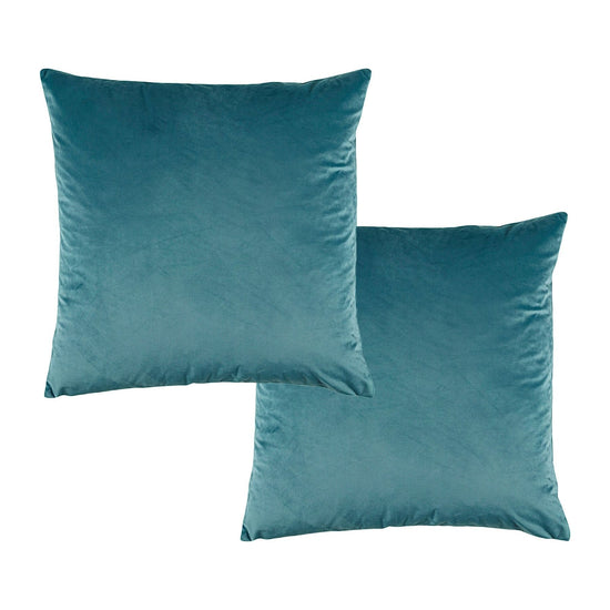 Bianca Pair of Vivid Coordinate Velvet Teal European Pillowcases 65 x 65 cm