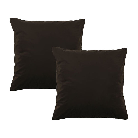 Bianca Pair of Vivid Coordinates Velvet European Pillowcases Chocolate 65 x 65cm