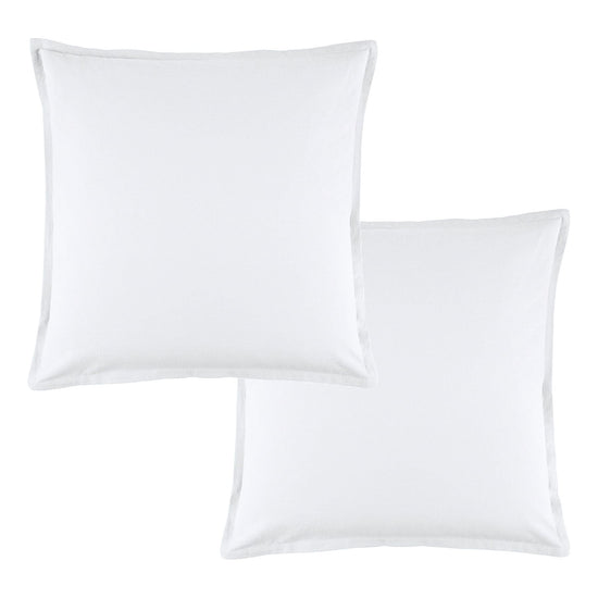 Bianca Pair of Wellington White Linen Cotton European Pillowcases 65 x 65 cm