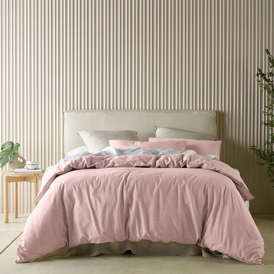 Bianca Acacia Blush Vintage Washed Cotton Quilt Cover Set Queen