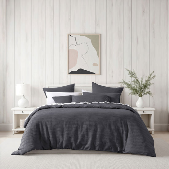 Bianca Kahlani Charcoal Waffle Quilt Cover Set King