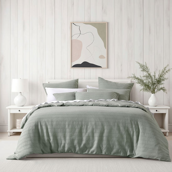 Bianca Kahlani Sage Waffle Quilt Cover Set Queen
