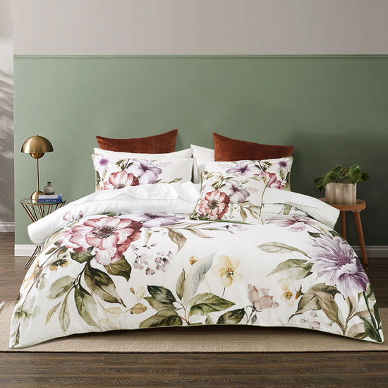 Bianca Minette White Cotton Sateen Quilt Cover Set Queen