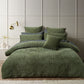 Bianca Navarro Olive Soft Velvet Geometric Quilt Cover Set Queen