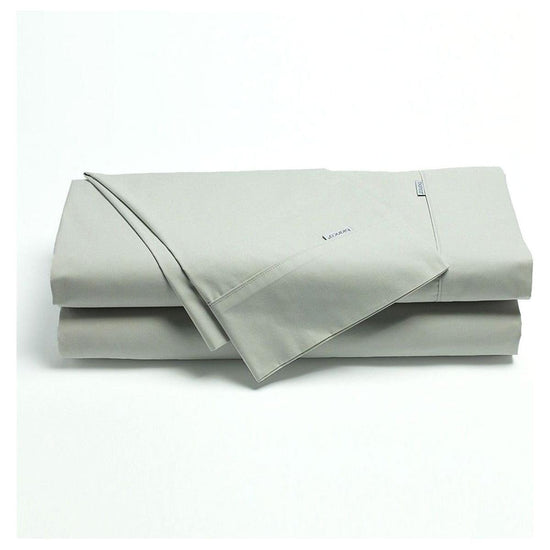 Bianca Heston Cotton Percale Sheet Set Silver Queen