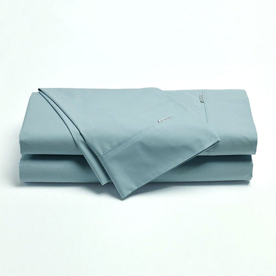 Bianca Heston Cotton Percale Sheet Set Steel Blue Double