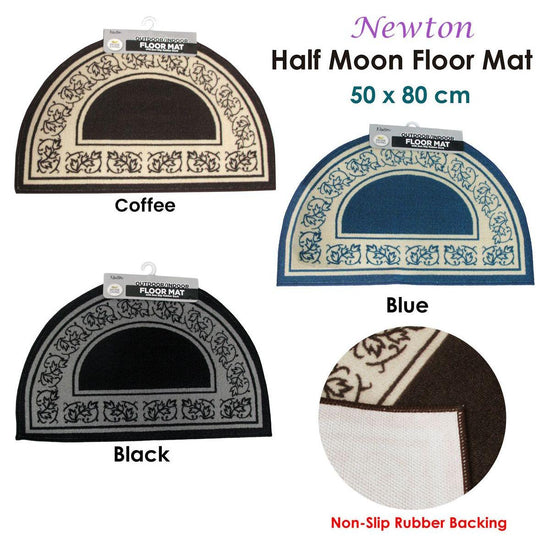 Newton Half Moon Floor Mat 50 x 80cm Black