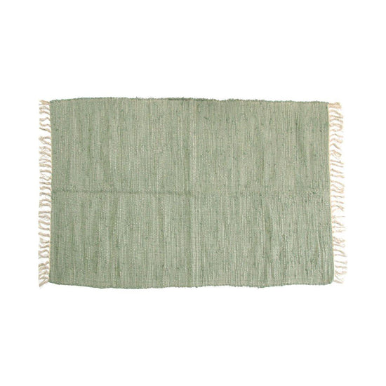 Large Chindi Cotton Handmade Floor Mat with Tassels 90 x 150 cm Green