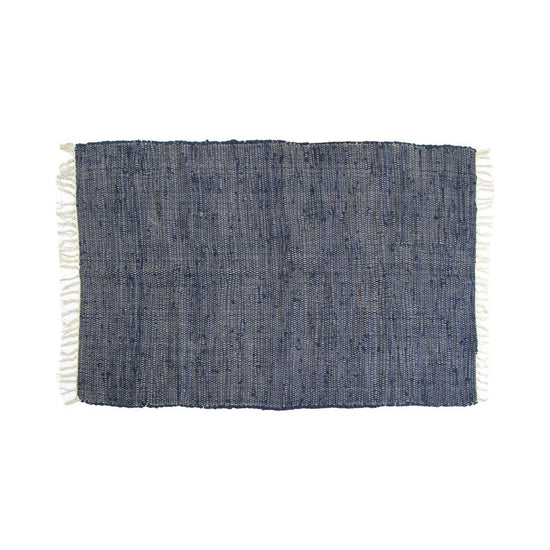 Large Chindi Cotton Handmade Floor Mat with Tassels 90 x 150 cm Navy