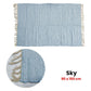 Large Chindi Cotton Handmade Floor Mat with Tassels 90 x 150 cm Sky