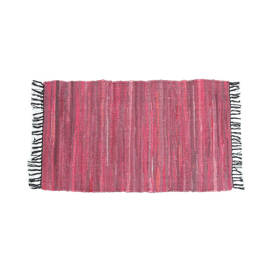 Tonal Chindi Cotton Handmade Floor Mat with Tassels 70 x 120 cm Pink