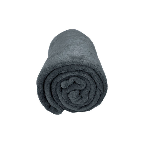Solid Colour Soft Coral Fleece Throw Rug 127 x 152 cm Charcoal
