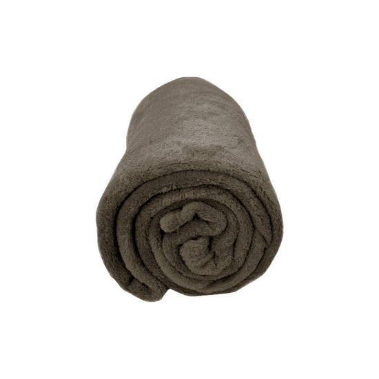 Solid Colour Soft Coral Fleece Throw Rug 127 x 152 cm Walnut
