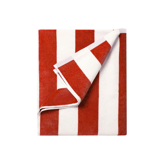 400GSM Cabana Stripe Cotton Polyester Beach Towel Red