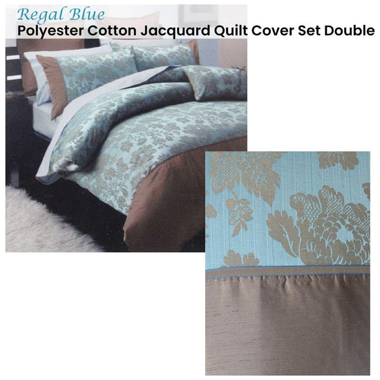 Regal Blue Polyester Cotton Jacquard Quilt Cover Set Double