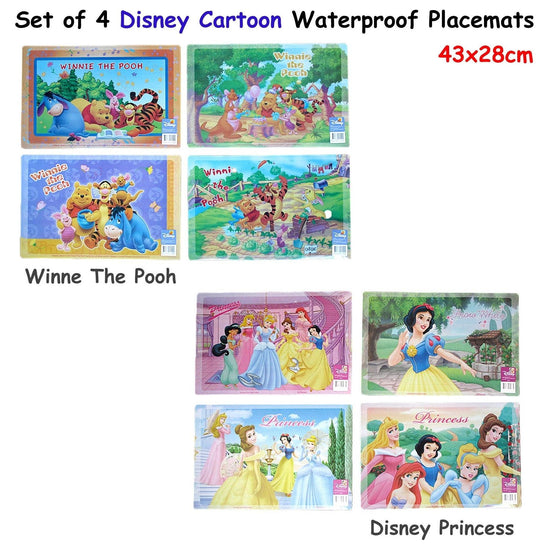 Disney Set of 4 Disney Cartoon Waterproof Placemats Winnie The Pooh