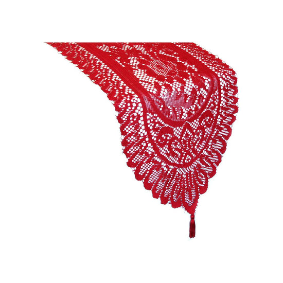 Logan Red Lace Table Runner with Tassle 33 x 137 cm