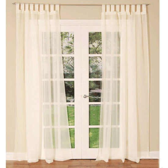 Pair of Sheer Mosquito Net Tab Top Curtains 150 x 240 cm Cream