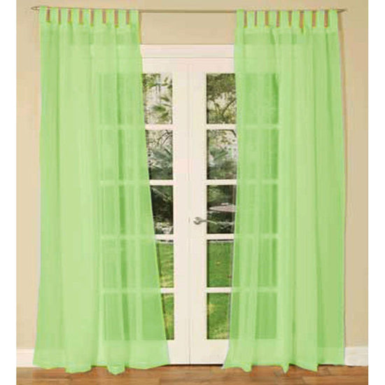 Pair of Sheer Mosquito Net Tab Top Curtains 150 x 240 cm Lime