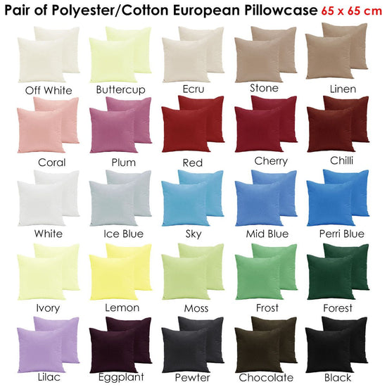 Pair of Polyester Cotton European Pillowcases Black