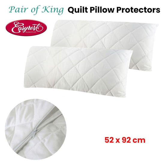 Easyrest Pair of King Quilted Pillow Protectors 52 x 92 cm