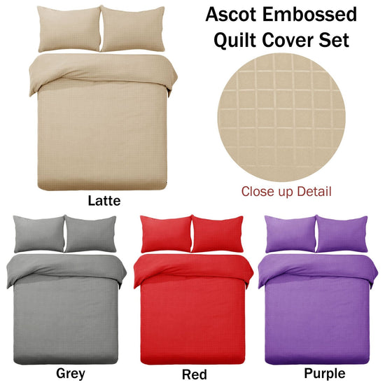 Designer Selection Ascot Embossed Quilt Cover Set Latte King