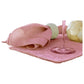 Set of 6 Damask Embossed Polyester Cotton Napkins Blossom Pink 40 x 40cm