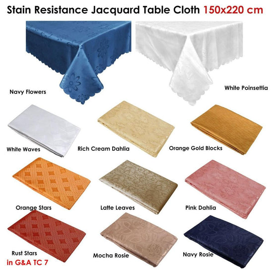 Jacquard Table Cloth Rust Stars 150 x 220 cm