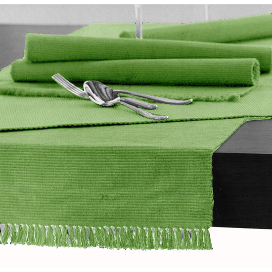 Hoydu Cotton Ribbed Table Runner 45cm x 150cm - APPLE GREEN