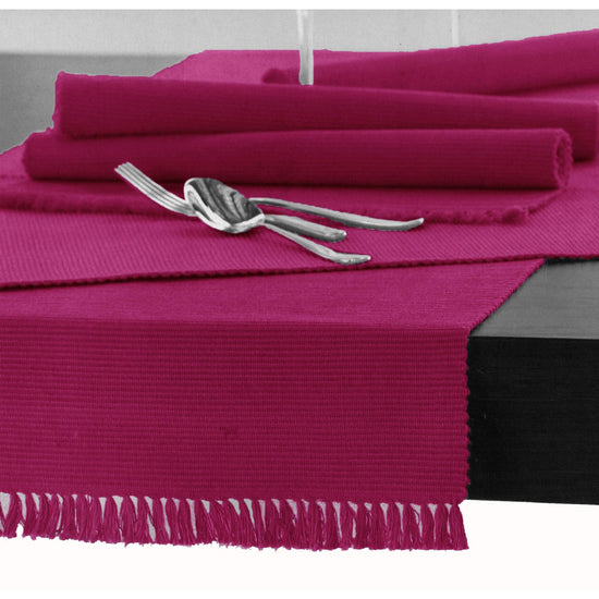 Hoydu Cotton Ribbed Table Runner 45cm x 150cm - FUSCHIA