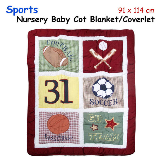 Sports Embroidered Nursery Baby Blanket/Coverlet 91 x 114 cm