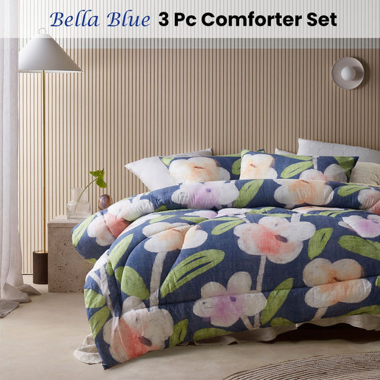 Accessorize Bella Blue Floral 3 Piece Comforter Set King