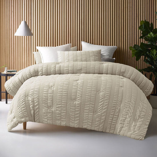 Accessorize Seersucker Natural 3 Piece Comforter Set King