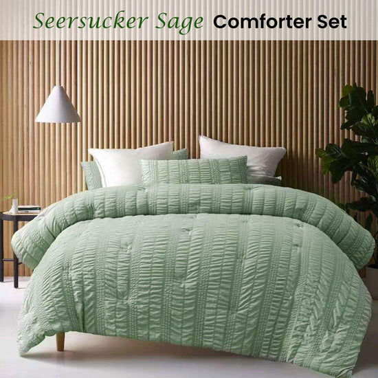 Accessorize Seersucker Sage 3 Piece Polyester Comforter Set King