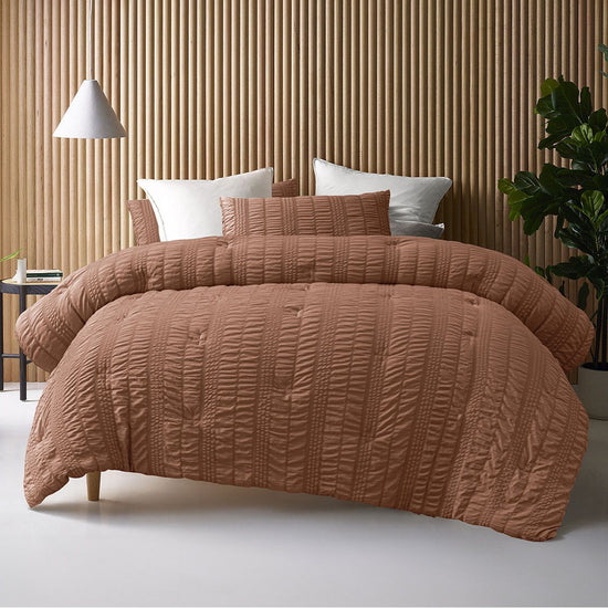 Accessorize Seersucker Tobacco 3 Piece Comforter Set King