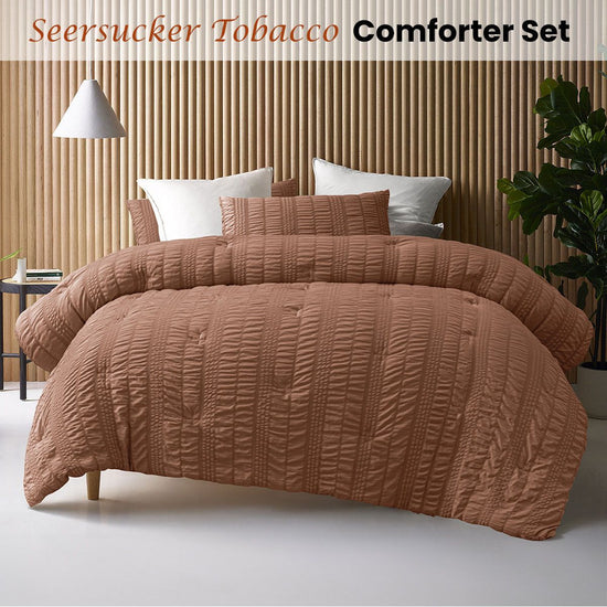 Accessorize Seersucker Tobacco 3 Piece Comforter Set King