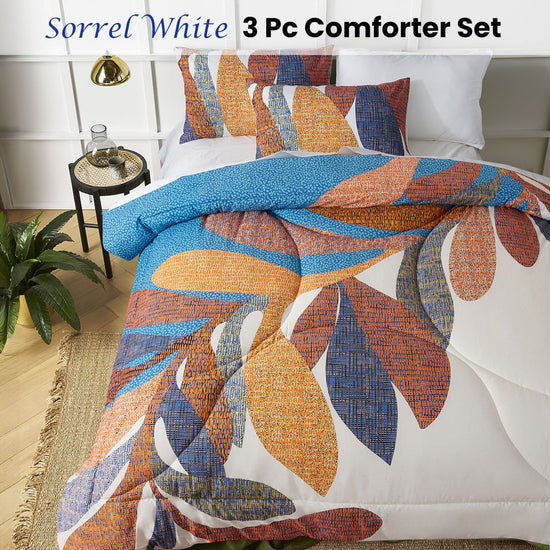 Accessorize Sorrel White Foliage 3 Piece Comforter Set Queen