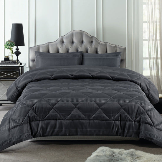 Accessorize 3 Piece Waffle Slate Comforter Set Queen