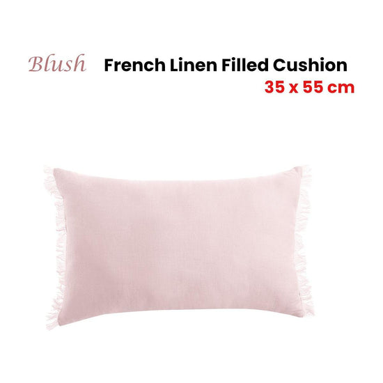 Vintage Design Homewares Blush French Linen Filled Cushion Oblong - 35cm x 55cm