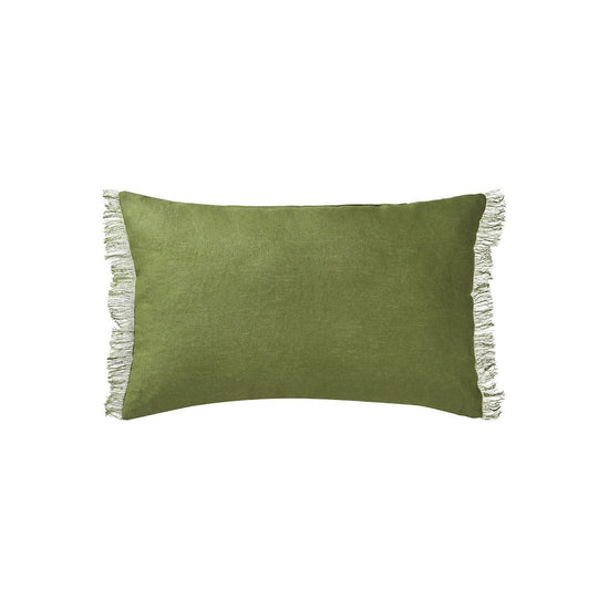 Vintage Design Homewares Olive French Linen Filled Cushion Oblong - 35cm x 55cm