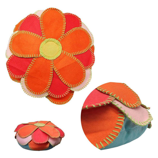 Girls Georgia Flower Applique Round Filled Cushion 40 cm Diameter