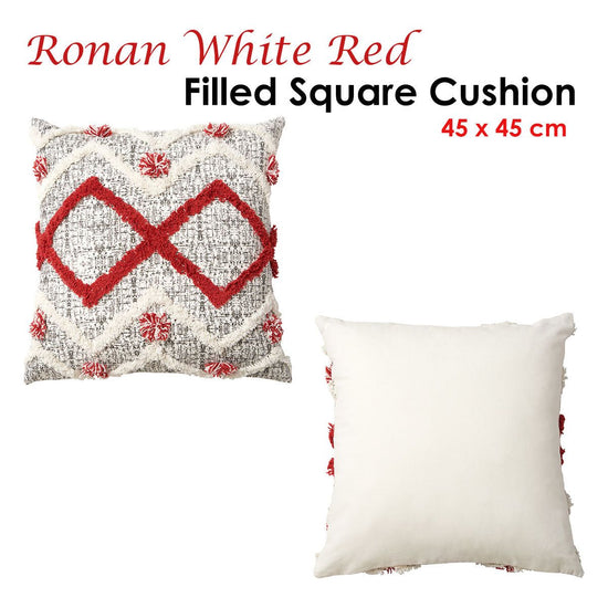 Accessorize Ronan White Red Filled Square Cushion