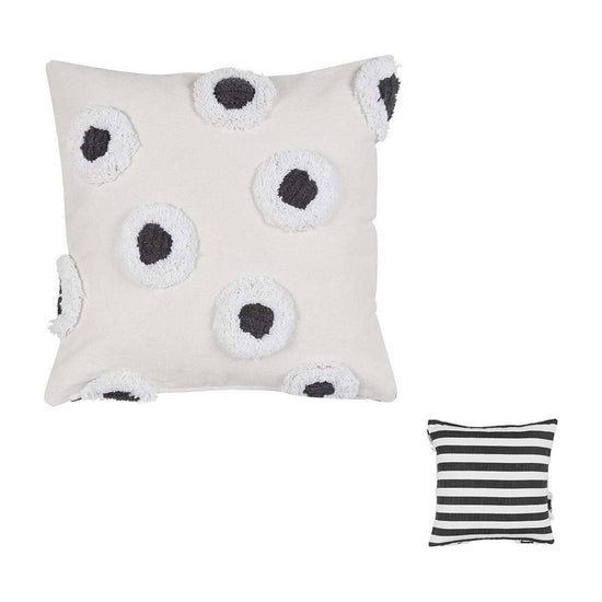 VTWonen Stripe and Eye Natural Square Filled Cushion 50cm x 50cm