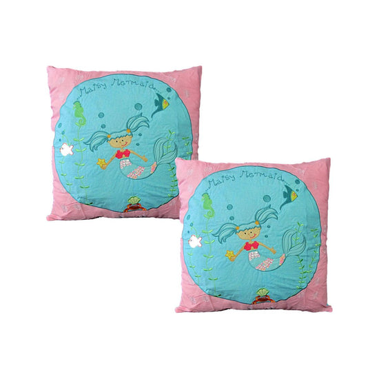 Pack of 2 Shelley Mermaid Embroidered Cushion Covers 43 x 43 cm