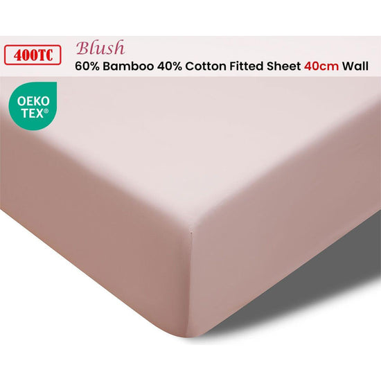 Accessorize 400TC Blush Bamboo Cotton Fitted Sheet 40cm Wall King