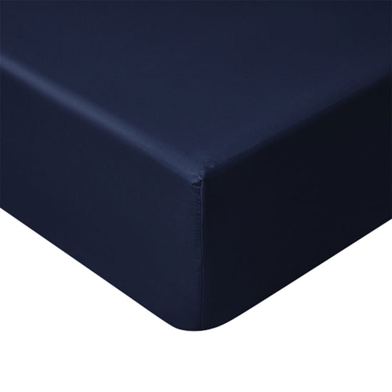 Accessorize 400TC Navy Bamboo Cotton Fitted Sheet 40cm Wall Single