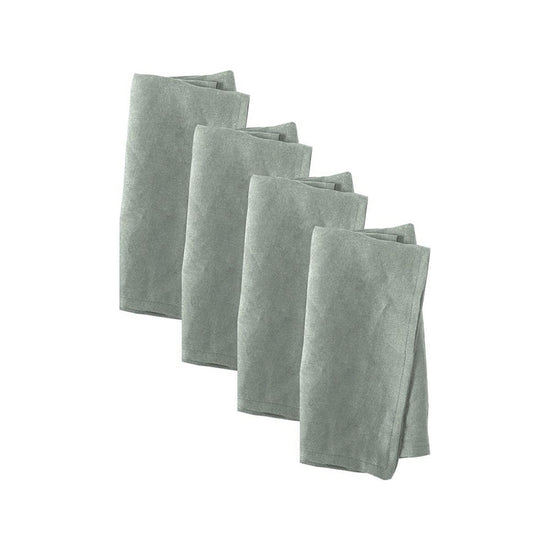 Vintage Design Homewares Set of 4 Washed Linen Cotton Square Napkins Green 50cm x 50cm