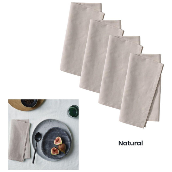Vintage Design Homewares Set of 4 Washed Linen Cotton Square Napkins Natural 50cm x 50cm