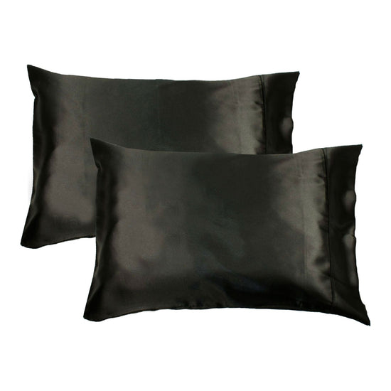 Accessorize 300TC Deluxe Essentials Satin Standard Pillowcases Black