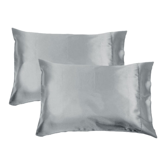Accessorize 300TC Deluxe Essentials Satin Standard Pillowcases Silver